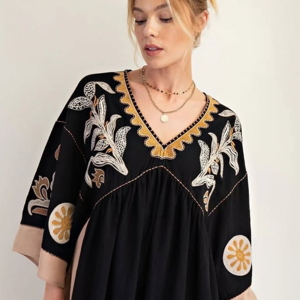 EASEL Golden Hour Babydoll Dress in Black - Picture 13 of 16